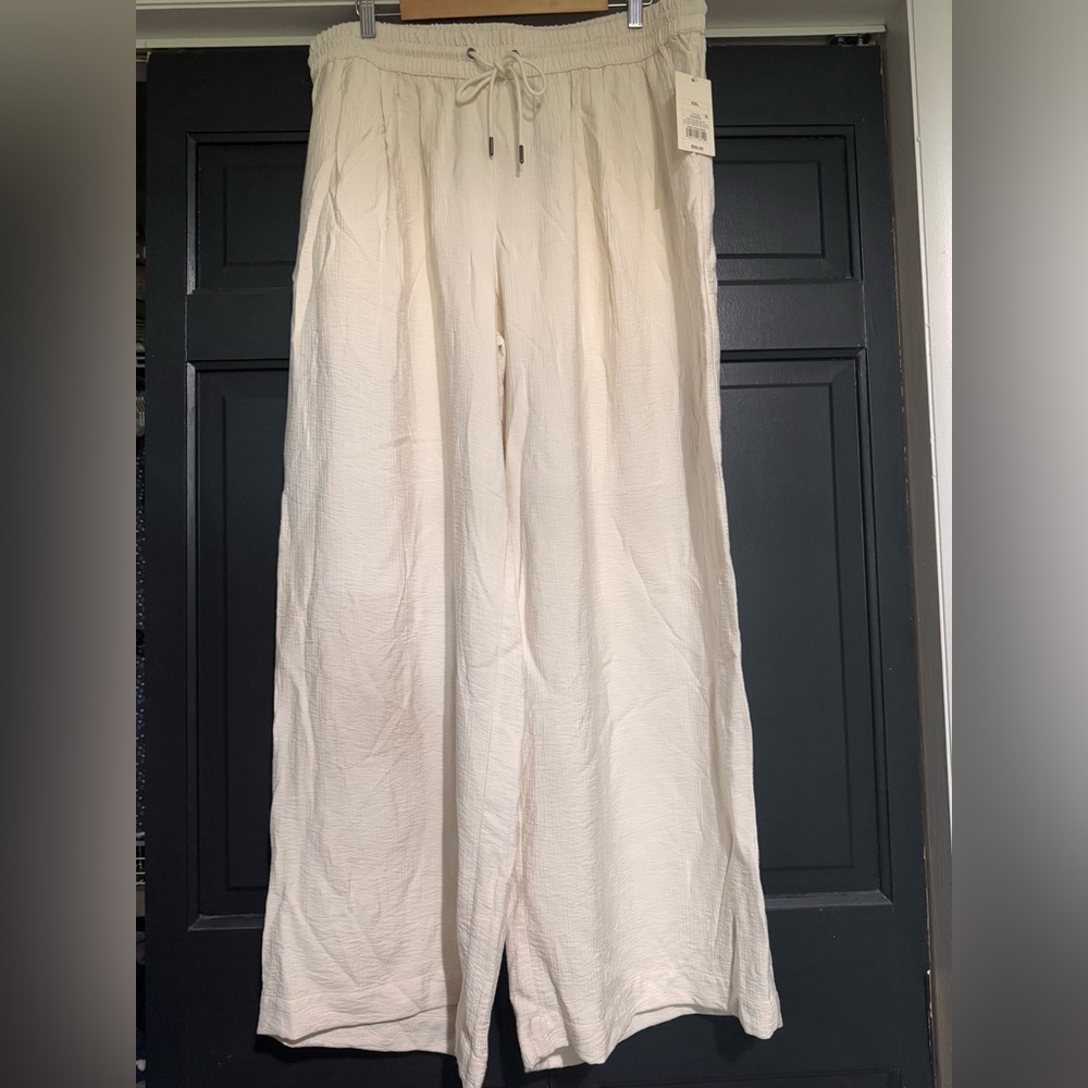 Cream Wide-Leg Pants